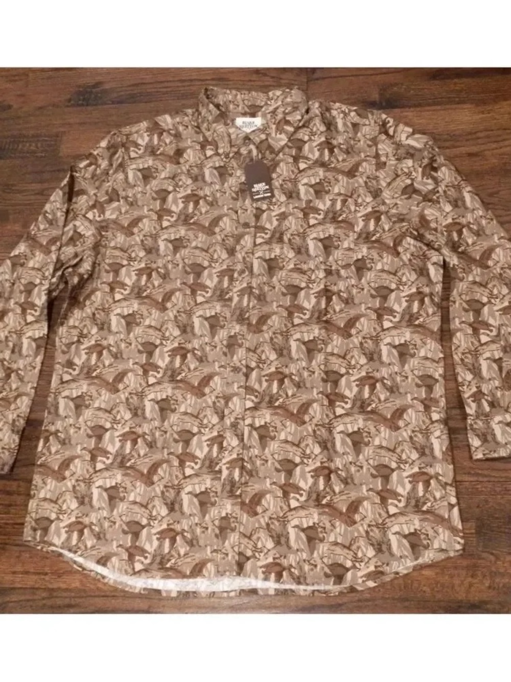 Men's Brown Patterned Long-Sleeve Shirt